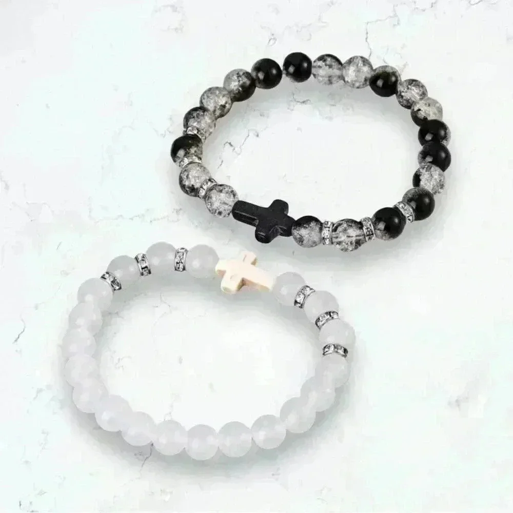 Cross Rhinestone Beaded Bracelets - Picture 6 of 7